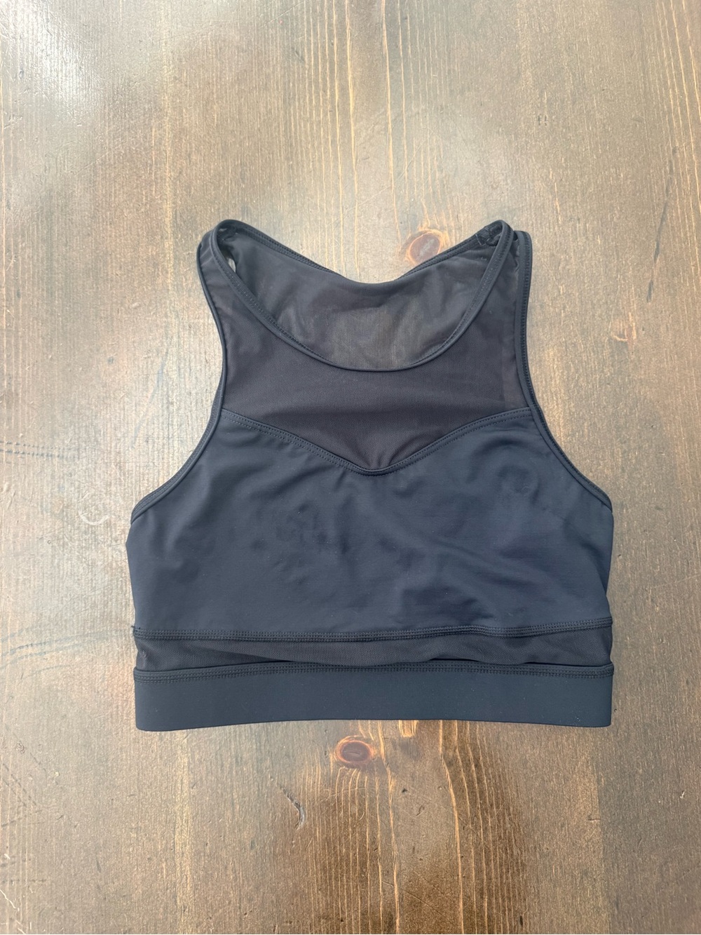 Black Racerback Mesh-Panel Sports Bra, FlexTek Weissman, adult medium